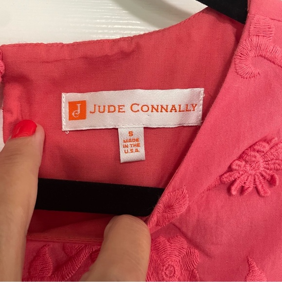 Jude Connally Coral Pink Floral Embroidered Shift Dress Size Small - Picture 8 of 9